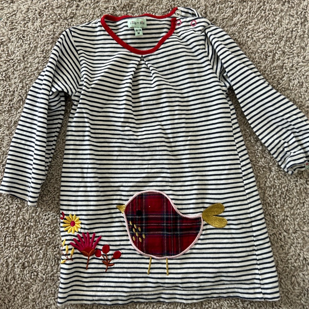 Lilly + Sid long sleeve stripe dress 18-24 mo